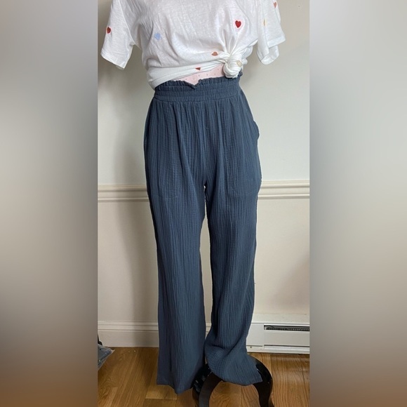 Pinch Pants - Pinch gauze elastic waist pants in dusty navy